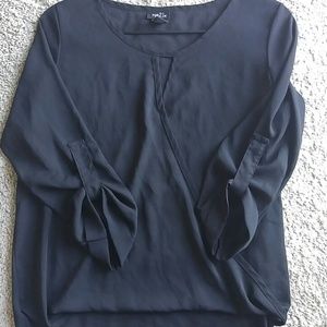 M Rue21 Black Sheer Quarter Sleeve Top